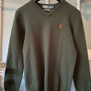 Men Polo sweater green medium but fits like a small, 100% lamb wool